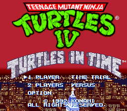 Teenage Mutant Ninja Turtles IV - Turtles in Time Title Screen